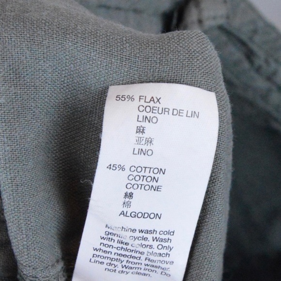 GAP Flax/Cotton Wide Leg Drawstring Pants, Size 12 - Troop Green - Picture 5 of 9